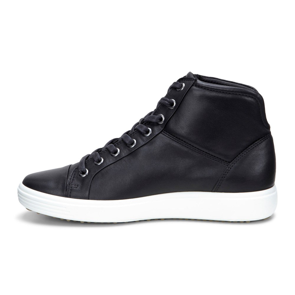 ECCO Sneakersy Damskie - Soft 7 Wysokie Top - Czarne - DCRJBW-630